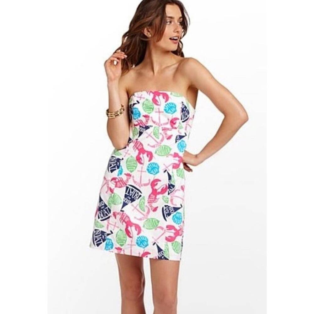 Lilly Pulitzer Resort White Strapless ‘Clyde’ Boat Dress Size 8